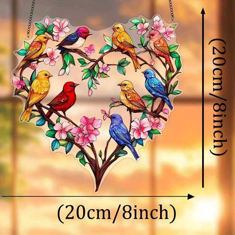 Acrylic Colorful Bird 2D Flat Light Fixture The Charming Flower Hanging Design Various Places Home Office Outdoor Terrace Gift