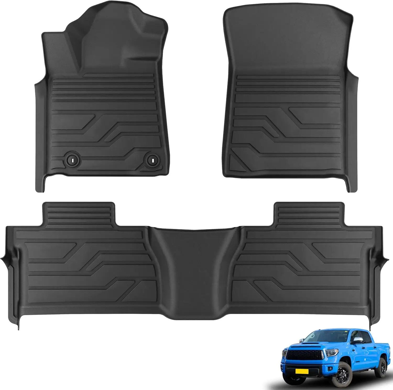 

Custom Fit Floor Mats for Toyota Tundra 2014-21 CrewMax,All Weather TPE Floor Liners,1st & 2nd Row,SR/SR5/TRD PRO
