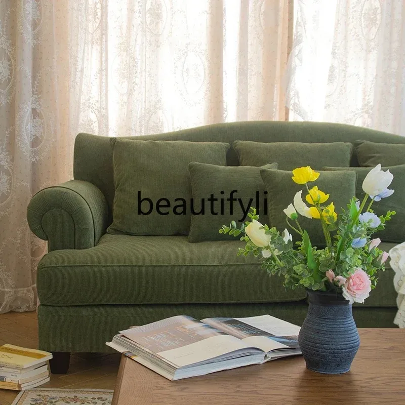 K132 Solid wood frame corduroy cotton removable sponge living room sofa