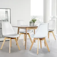 JHK PU Leather Dining Chairs Set of 4 Wooden Legs Lounge Chair for Home Kitchen Comfortable Sponge Cushion Living Room Chair