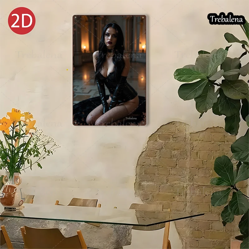 1PC 2D Flat 8*12inch Metal Sign Gothic Beauty in Velvet Room Decorative Metal Sign