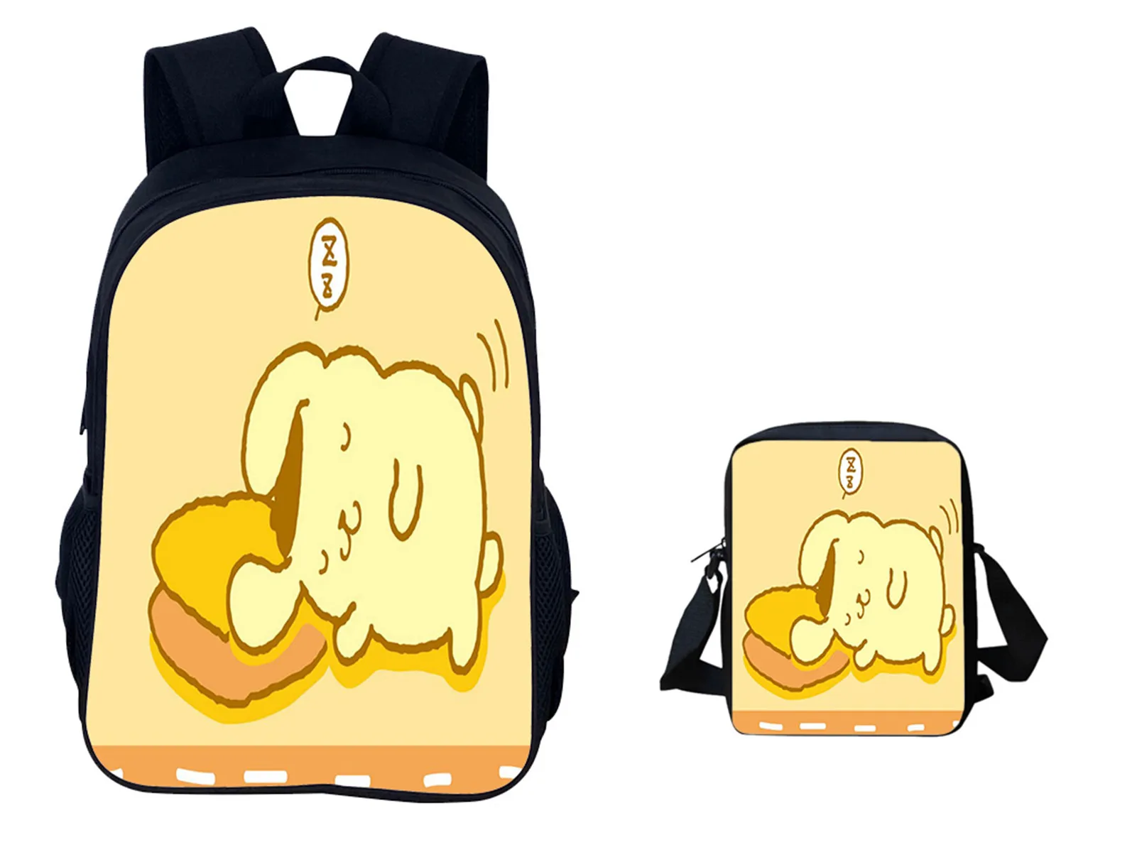 

Pom Pom Purin Rucksack Unisex Boy Girl Lightweight School Backpack,Multifunction Daypack with Shoulder Bag 2Pcs Set