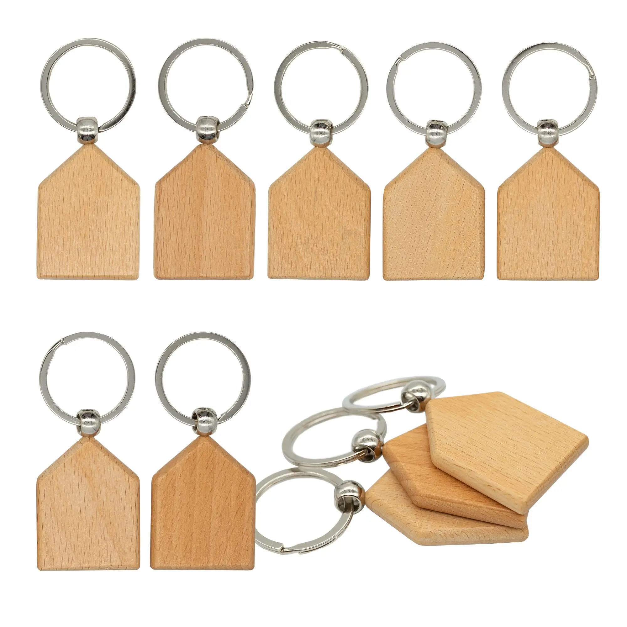 

20Pcs/Set Blank Wooden Key Tag Key Chain Unfinished House Shape Wood Engraving Blanks For Engraved DIY Gifts