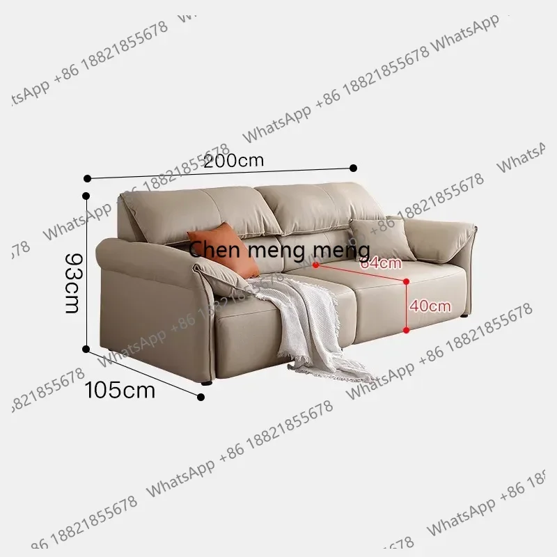 Leather sofa with zero wall extension and electric sofa bed, multifunctional and dual-use, home theater