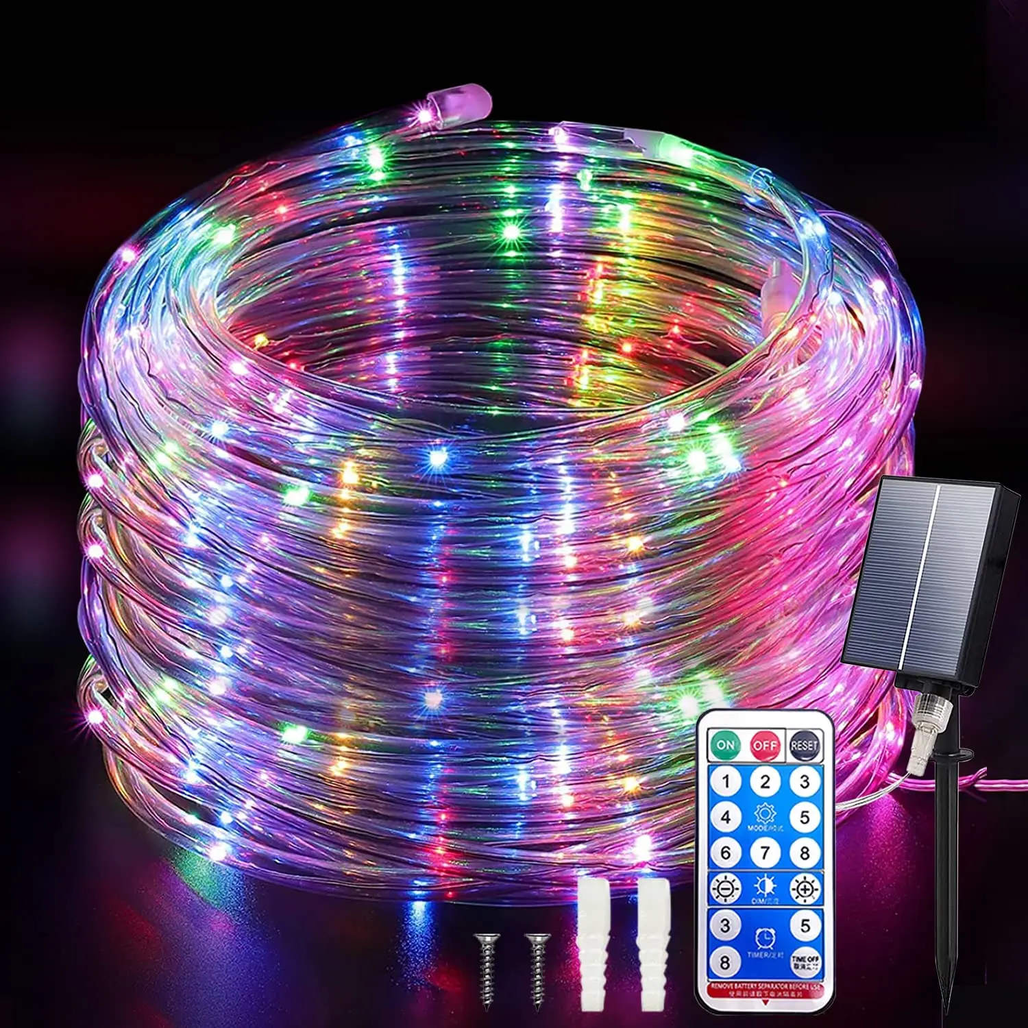 

Solar String Lights Fairy Leather Thread Lamp RGB Warm White 8 Mode Lighting for Christmas Decorative 2023 Wedding Party