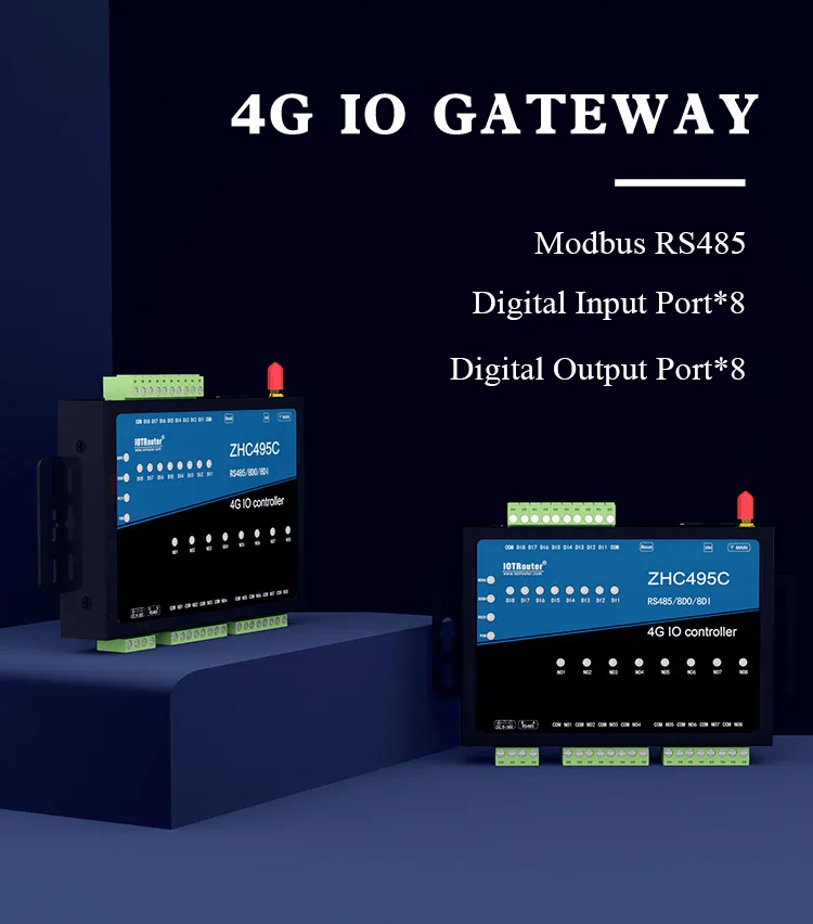 LTE Industrial 8DI 8DO Rs485 Gsm 4G Rs485 Modbus Rtu/DTU TCP MQTT M2M IoT Gateway Gsm Gateway with Sim Card