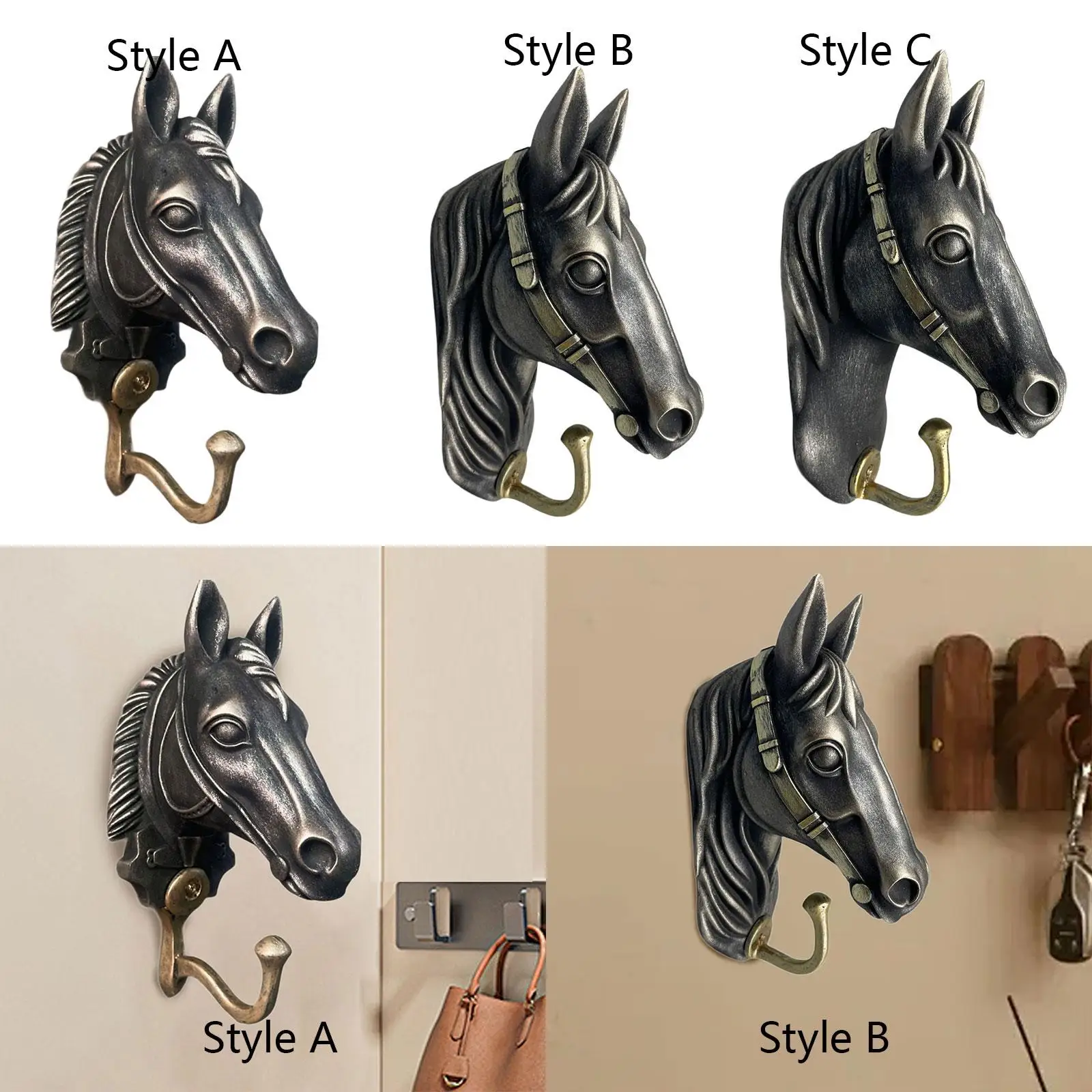 Horse Head Single Wall Hook Home Storage Hook for Keys Living Room Bags