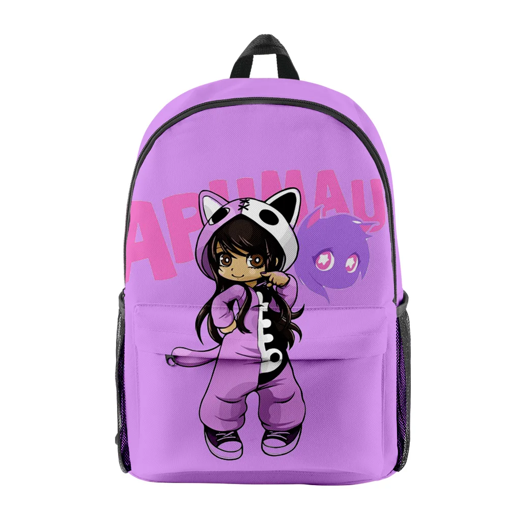 Cartoon Novelty Cool Trendy Aphmau As A Cat Student Notebook Backpacks 3D Printed Oxford Waterproof Boys/Girls Travel Bags