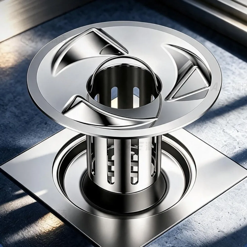 304 Stainless Steel Vortex Floor Drain Electroplated Finish Removable Kitchen Sink Filter Fast Drainage Floor Drain Strainer