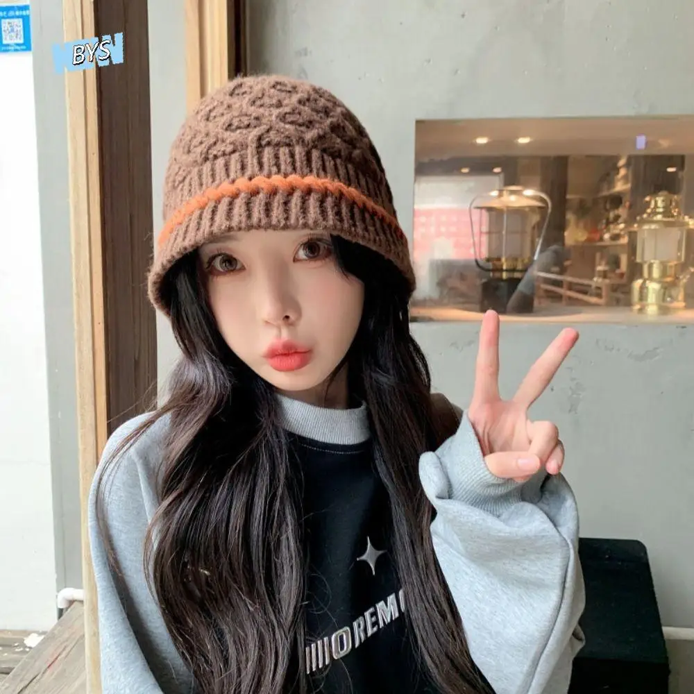 

Retro Bohemian Style Knitted Beanies Hat Thin Korean Crochet Pullover Hat Hollow Out Breathable Winter Weave Cap Autumn