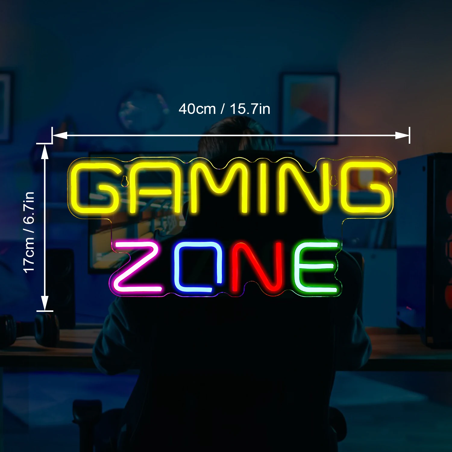 Gaming Series Neon Sign Game ZONE Neon Signs, LED Colorido Neon for Wall Decor, USB, Quarto, Jogo, Festa, Homem Caverna Gamer, Meninos