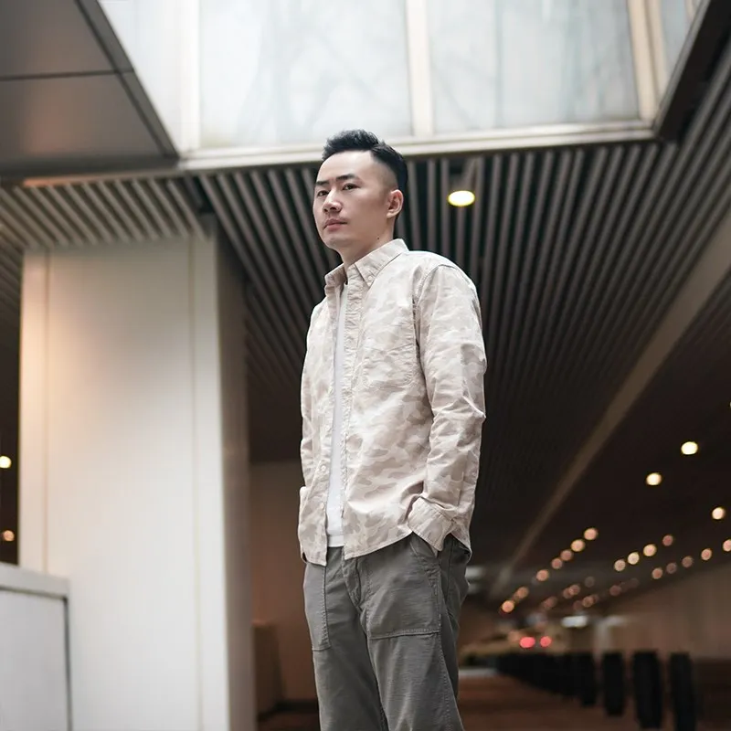 

Autumn Winter Camouflage Oxford Cloth Long Sleeve Men's Shirt Loose Casual Japanese Style Print Pure Cotton New Top Men