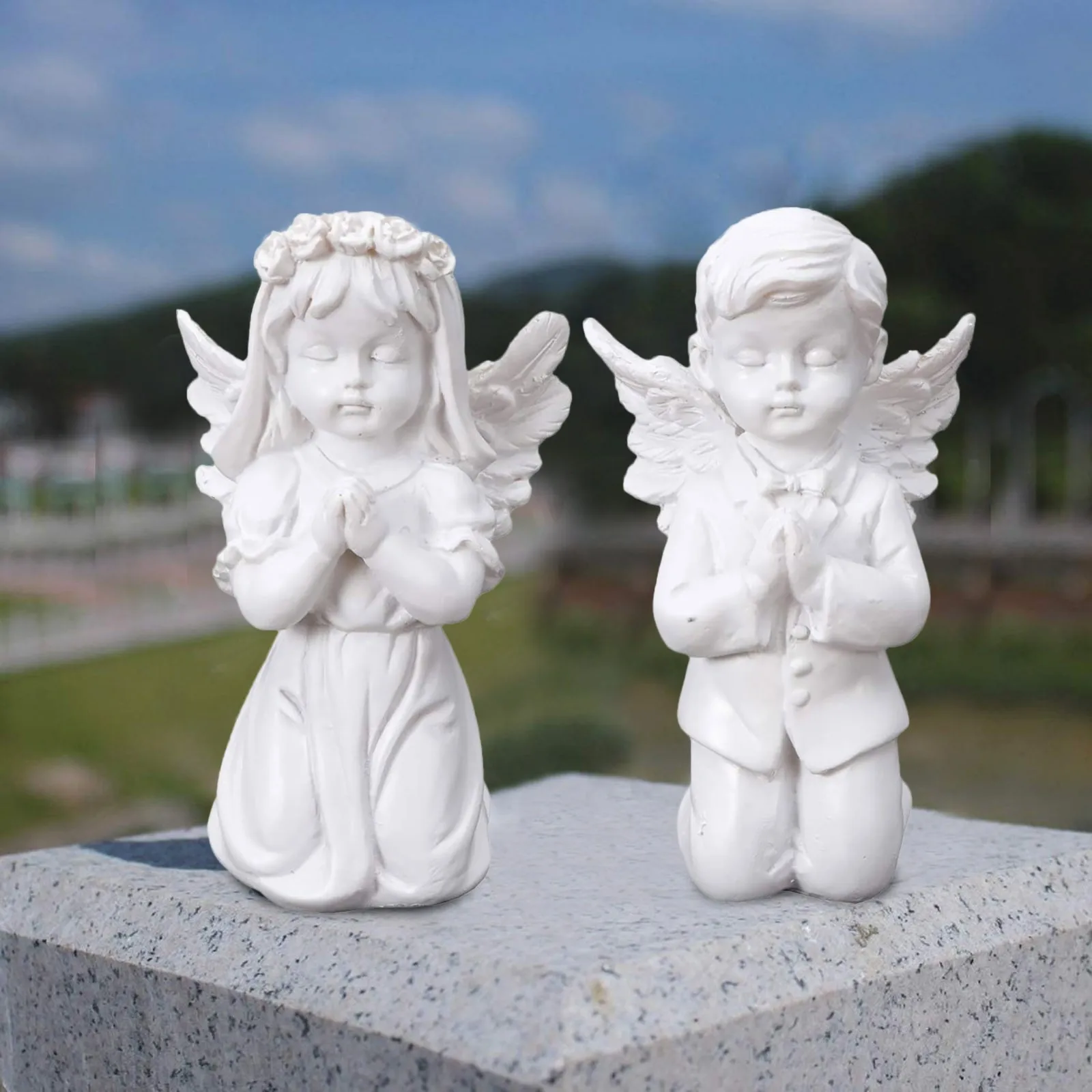 Praying Cherub Adorable Cherubs Angels Statues Figurine Indoor Outdoor Home Household Housewear & Furnishings Dropshiping