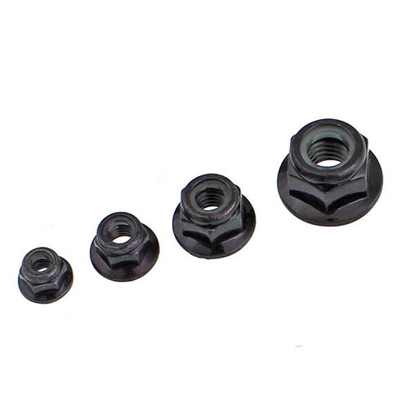 DIN6926 M3 M4 M5 M6 M8 Black Carbon Steel Hex Flange Nylon Insert Lock Nut Self-locking Nylock Locknut