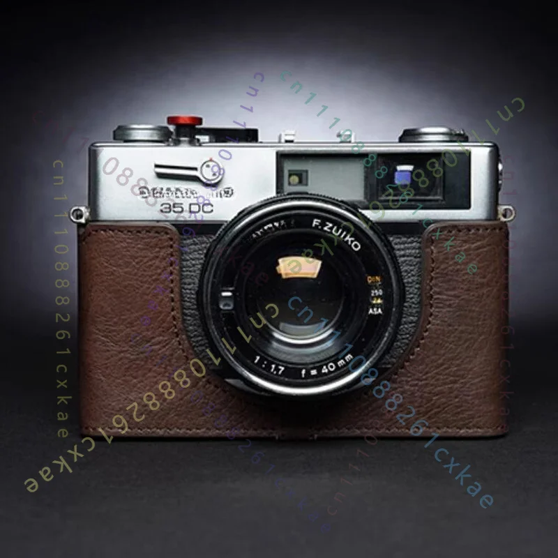 1pcs Genuine Real Leather Half Camera Case Bag Cover Handmade For Olympus 35RD/ 35DC