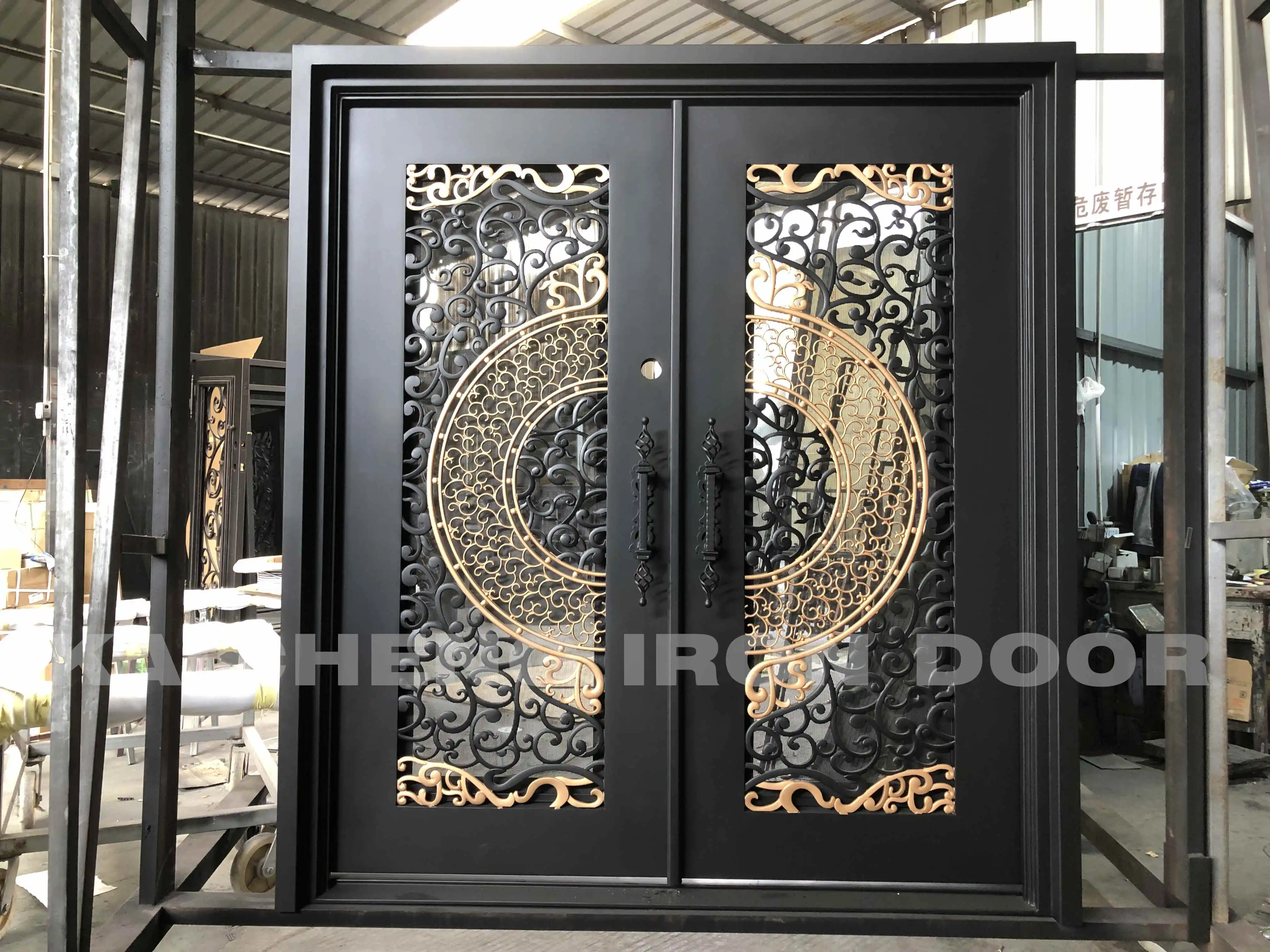 Hot Selling Custom Or Standard Forge Iron Doors Exterior Wrought Iron Double Entry Door Wrought Iron Door