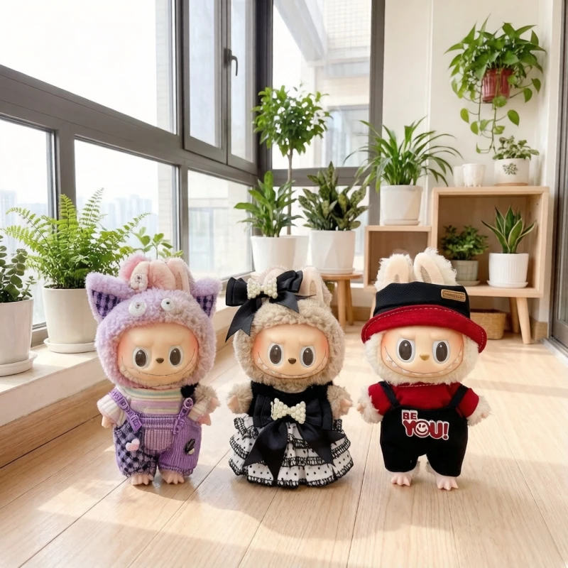 

Одежда для кукол Labubu (подходит для Labubu V1, V2, V3): милые персонализированные комбинезоны и короткие юбки для кукол, подарок на день рождения