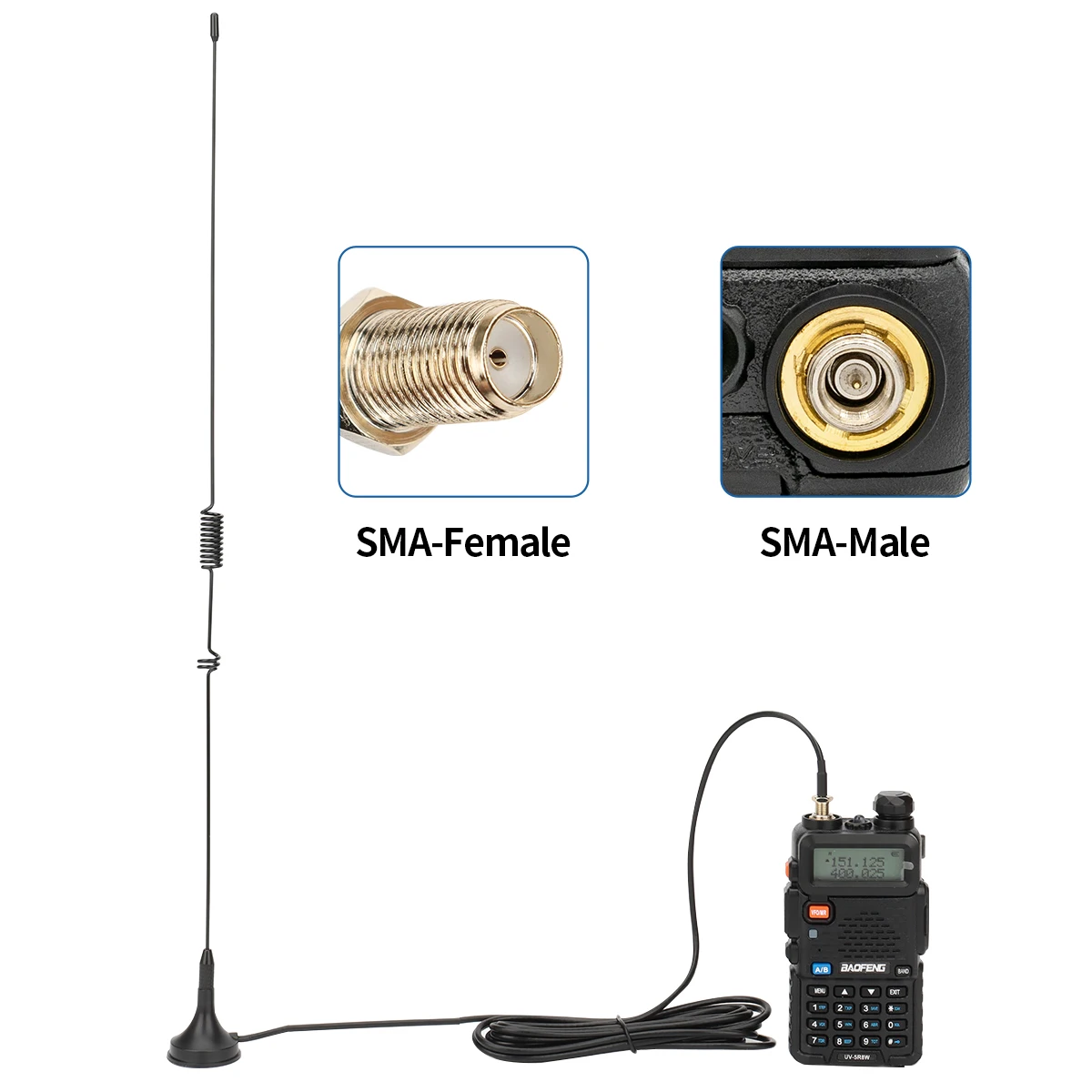 Antenne magnétique SMA-femelle de voiture de talkie-walperforé UT-106UV à bord d'Antenne de Quansheng pour Baofeng UV 5R K5 21 17 13 Ham Radio Access