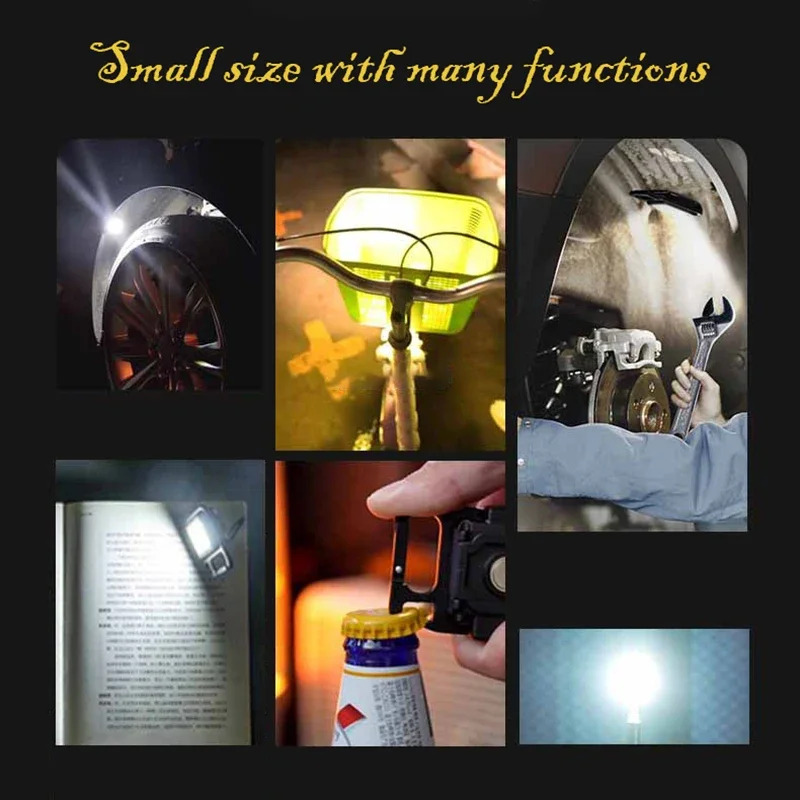 Mini Flashlight Rechargeable Glare COB Keychain Light USB Charging Emergency Lamps LED Work Light Portable Outdoor Camping Light