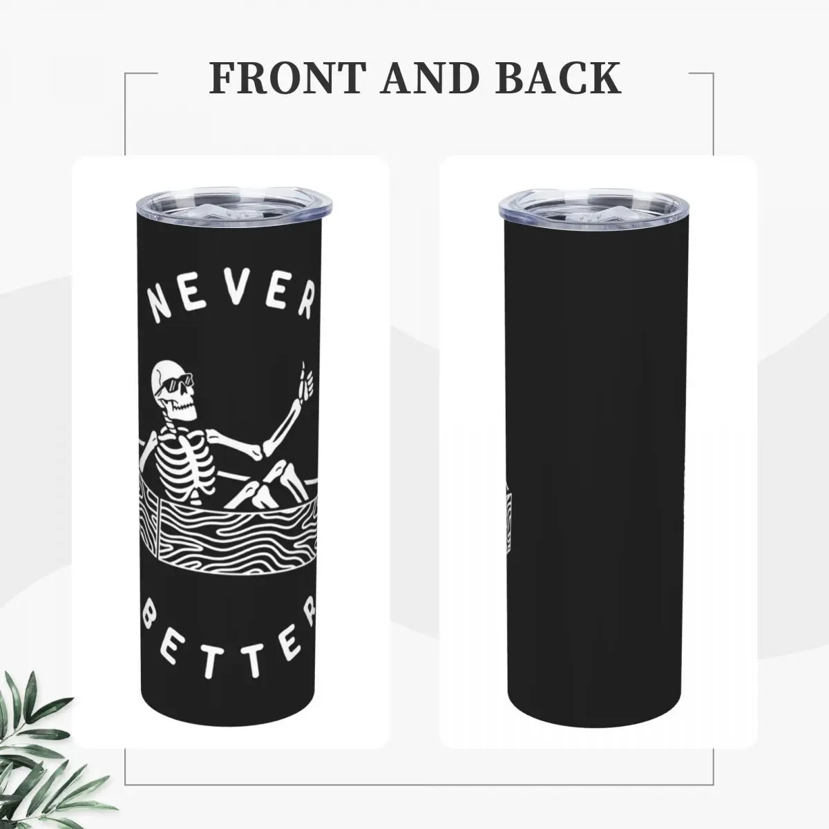 Never B Stainless Steel Tumbler Vacuum Insulated Mugs Thermal Cold Cup Straw With Lid 20oz