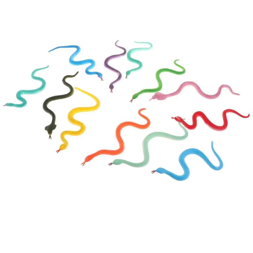 

12 Pieces Snake Figurines Kids Pretend Trick Toy Game Props for Fool’s Day