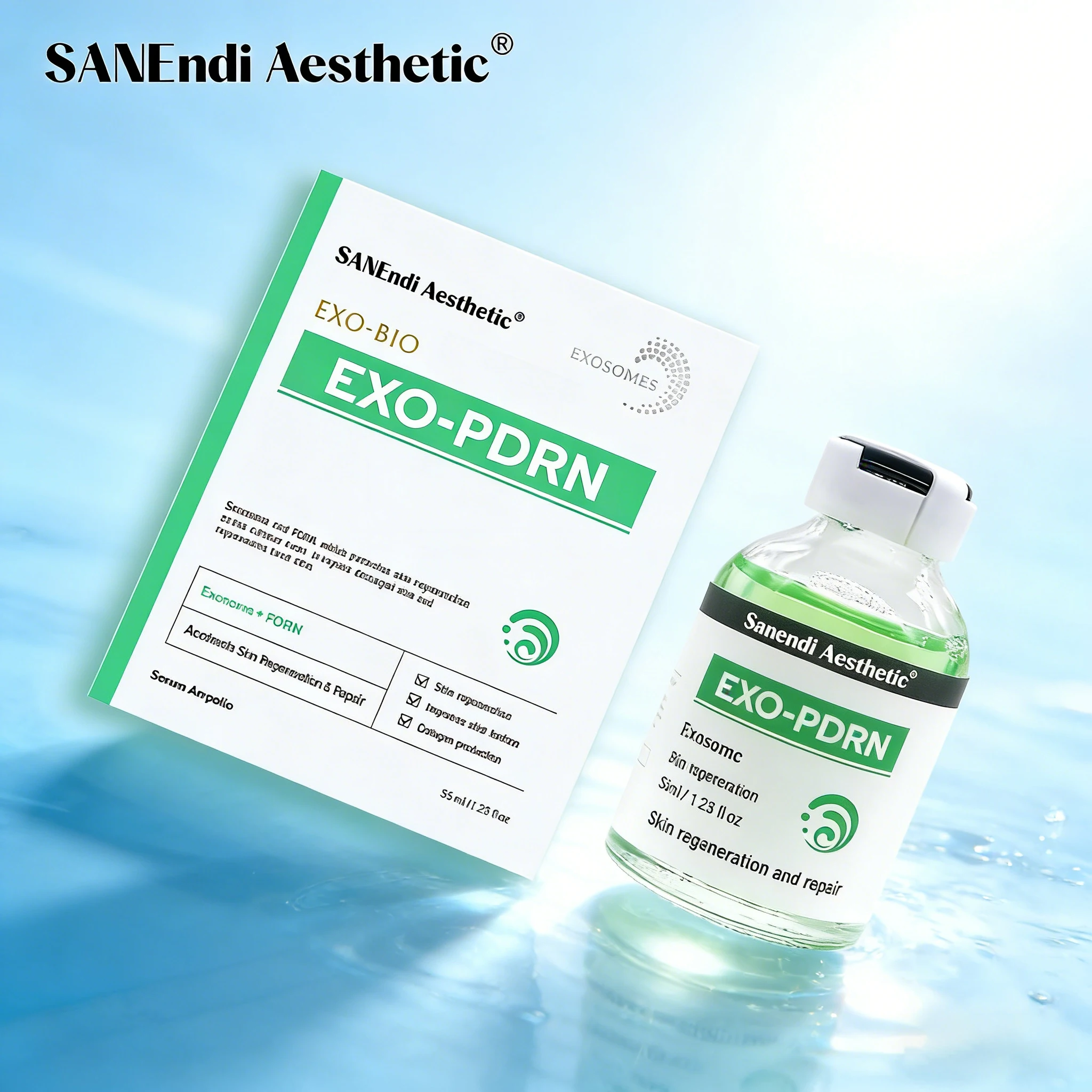 

2025 OEM PDRN DNA Вода Кислород Exo BIO Stem Cell Сыворотка Ампула Увлажняющий уход за кожей Glutathion B5 Спрей-пилинг Sanendi