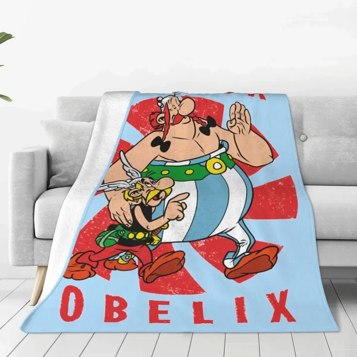 Asterix Obelix Cartoon Blanket Coral Fleece Plush All Season Breathable Soft Throw Blanket for Sofa Travel Plush Thin Quilt