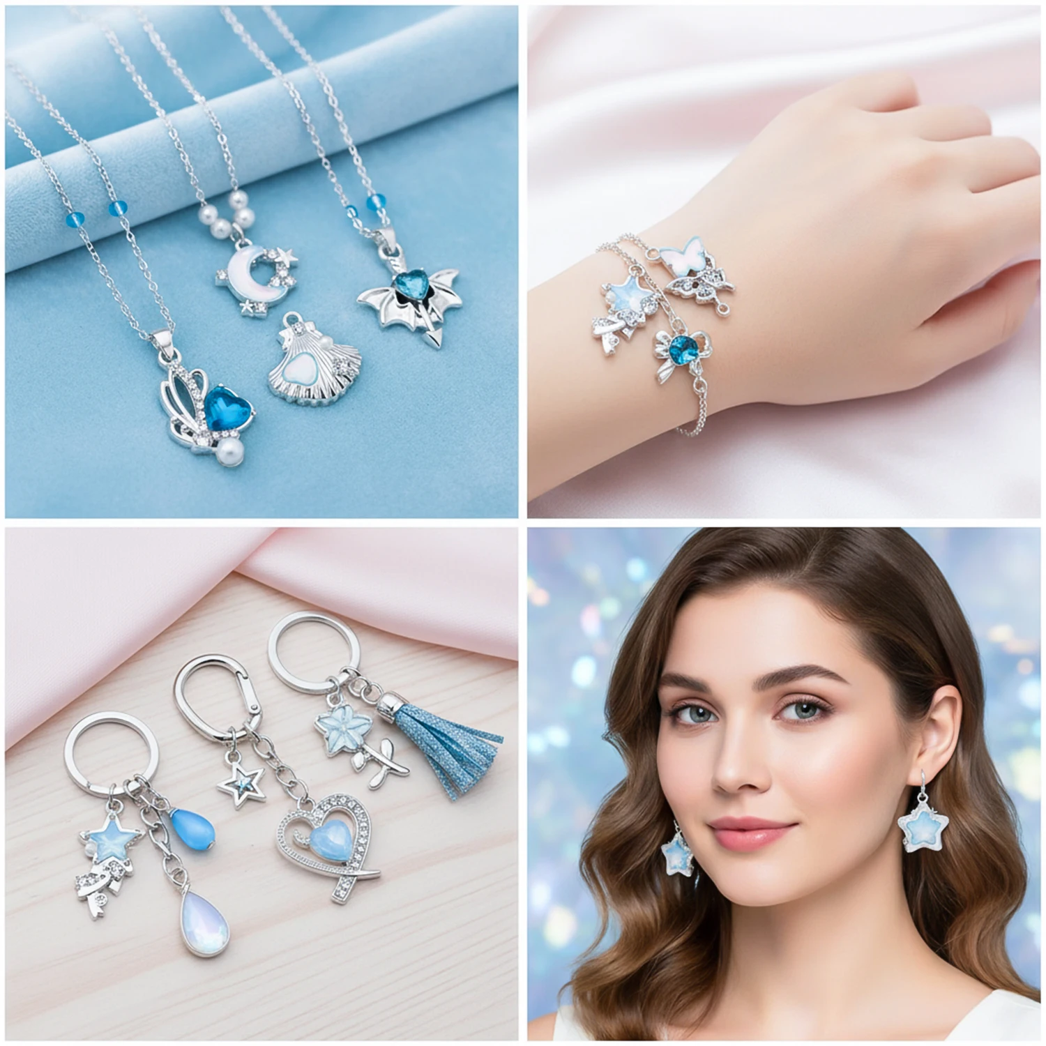 5/20Pcs New Moon Star Heart Charms Fashion Y2K Style Alloy Pendants For DIY Handmade Necklace Bracelet And Jewelry Making Crafts