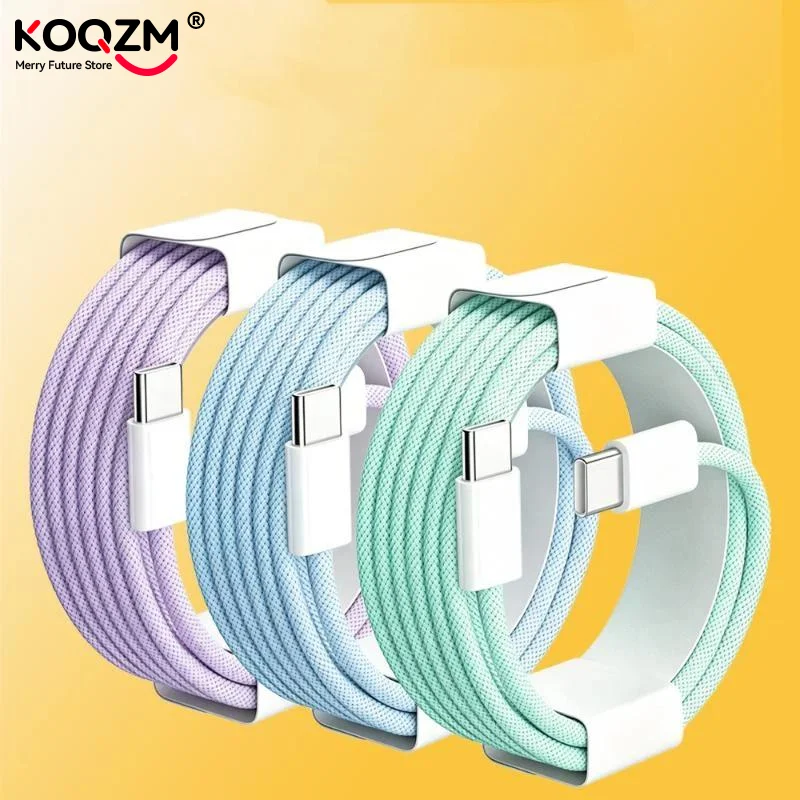 60W PD USB-C To USB C Fast Charger Cable Macaron-colored PD Charging Nylon Braided Cable For Phone Laptop Type C Quick Charging