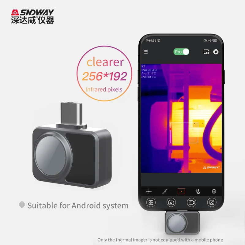 SNDWAY โทรศัพท์มือถือกล้องความร้อน SW-8256อินฟราเรด Thermal Imager สำหรับ Android 256X192พิกเซล HD อุตสาหกรรมความร้อนเซ็นเซอร์