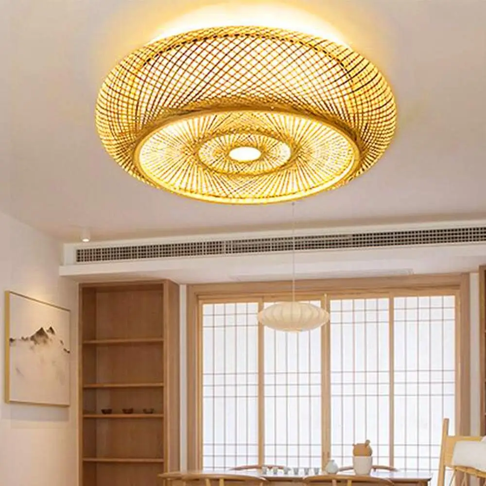 Japanese Style 40/60CM Bamboo Art Lamp Shade for Pendant Lamp Ceiling Hanging Lamp Cover for Home Decor Room E27 Lampshade