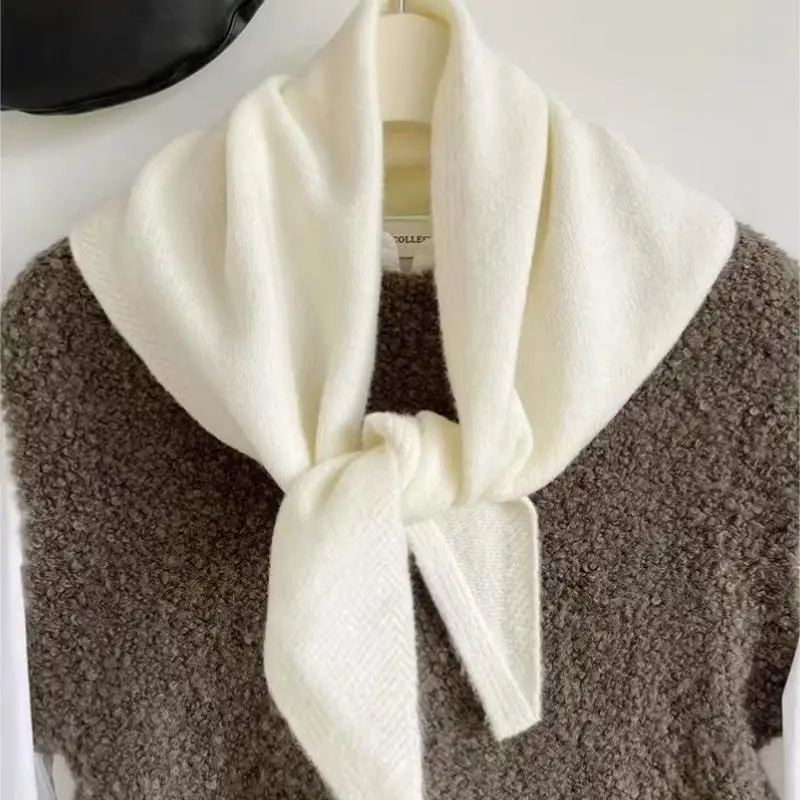 Women Headscarf Knitted Scarf Multi-functional Warm Knitted Scarf Korean Style Wool Knitted Triangular Scarf