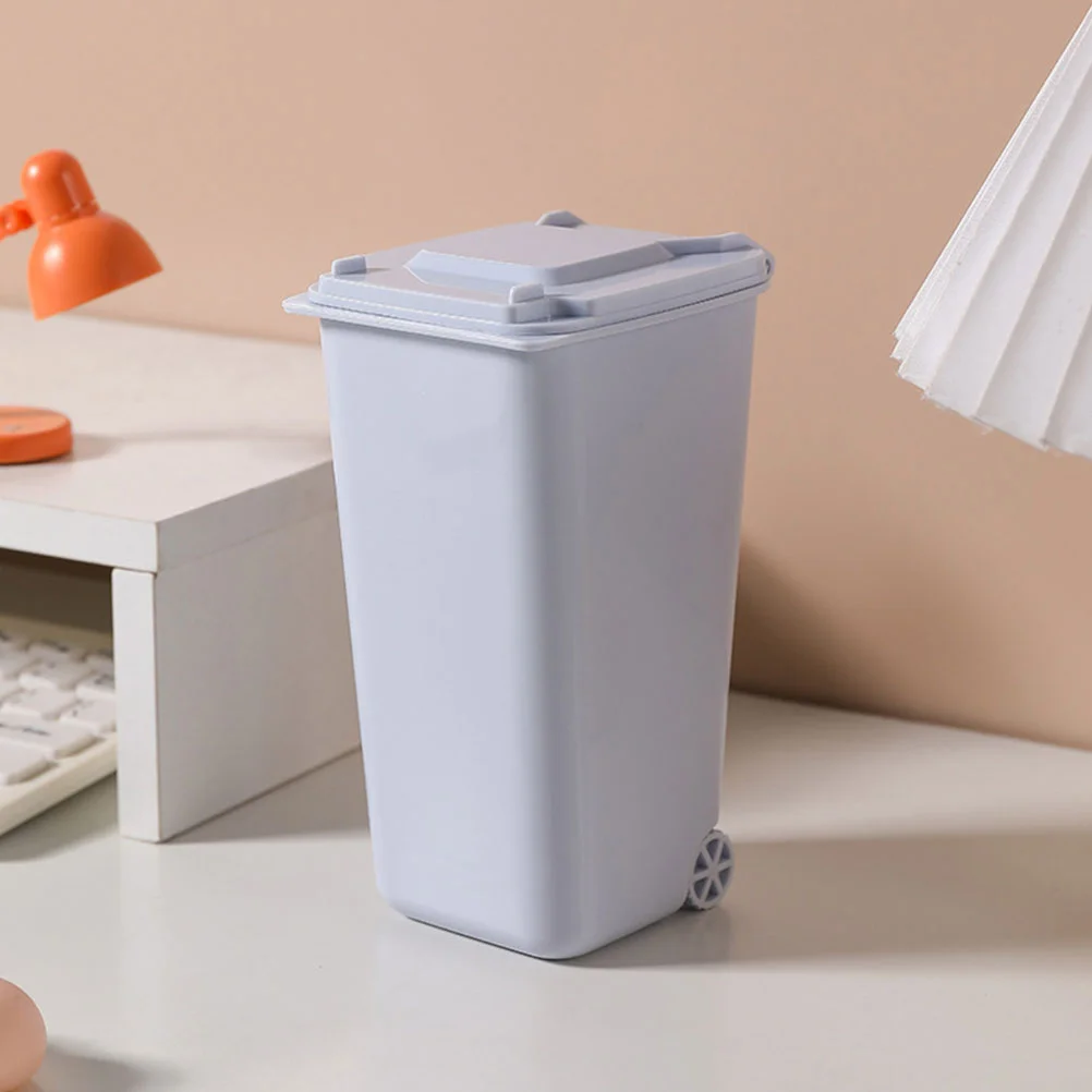 

4 Pcs Desktop Trash Can Pencil Cup Holders Kitchen Cabinet Mini Small Cans Bins for Plastic Organizer Practical Lid