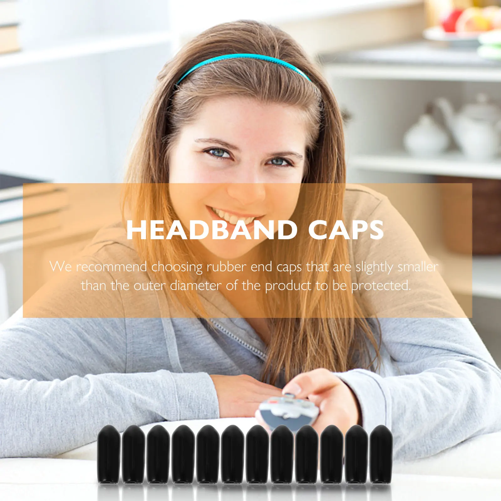 

100 Pcs Hair Hoops Accessories 4 5 Large Size 7MM DIY Headband Rubber End Caps Stopper Bands Hairpin Covers Hair Band Parts