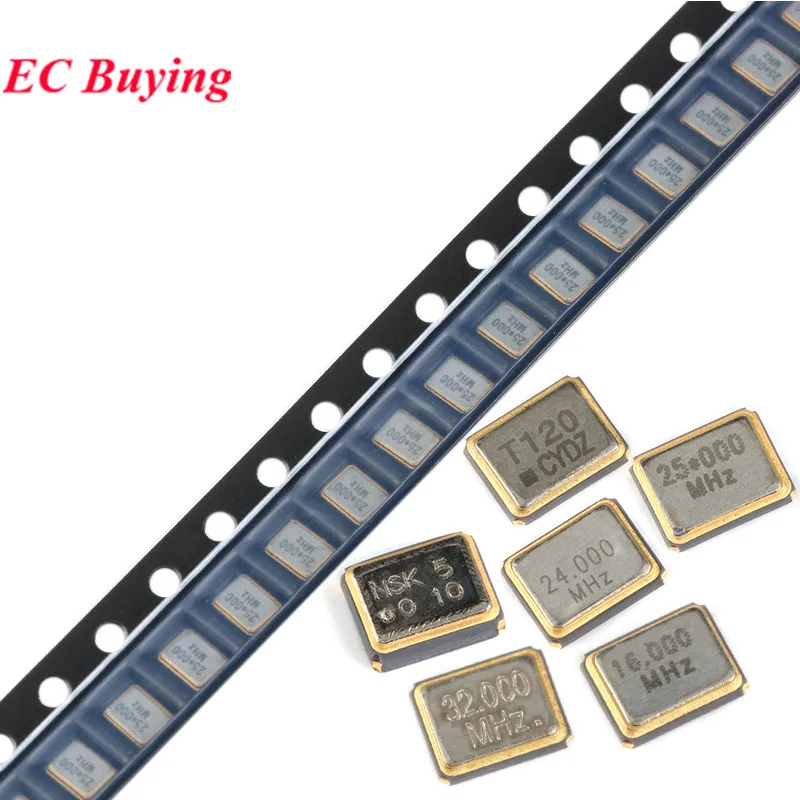 10pcs 3225 SMD Passive Quartz Crystal Oscillator 24mhz 16mhz 25mhz 12mhz 32mhz 10mhz 16m 25m hz 24.000 16.000 25.000 32.000 mhz