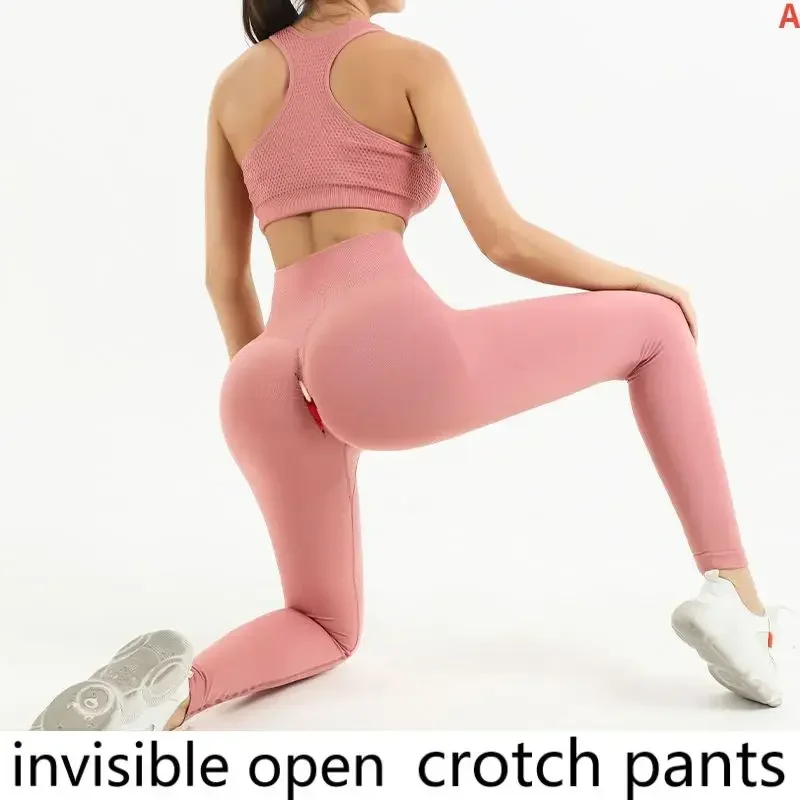 Open-Seat Pants Women\'s Peach Hip Sports Workout Elastic Tights Invisible Zipper Sexy Leggings for Field Sex Free  Christmas