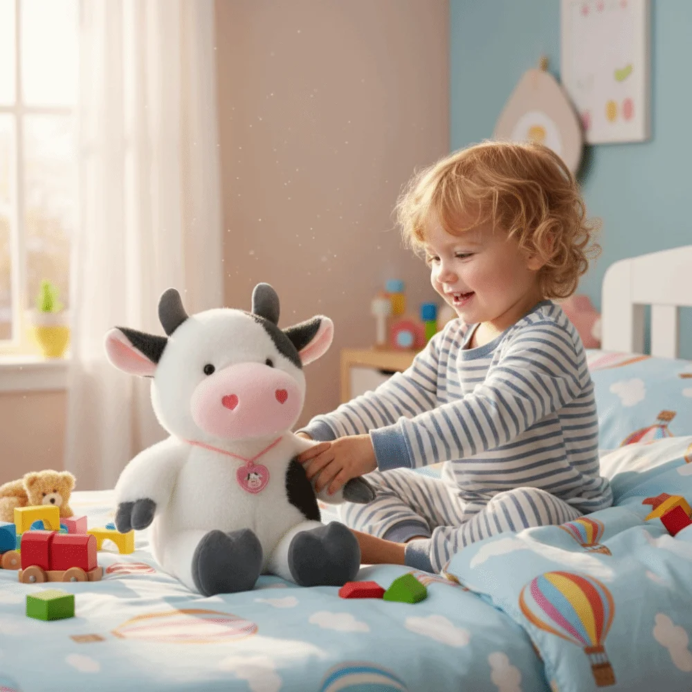 Travesseiro de dormir dos desenhos animados vaca pelúcia boneca fofo macio animais vaca brinquedos bonito kawaii vaca brinquedo de pelúcia presentes para amigo