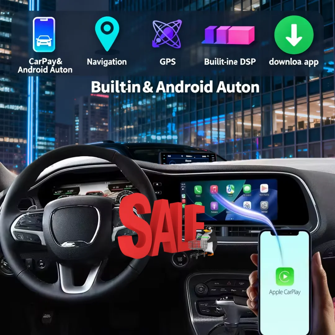 

Dual Screen For Dodge Challenger SRT Hellcat/Dodge Charger 2010-2023 Car Stereo GPS Navigation Auto Radio Carplay and Digital