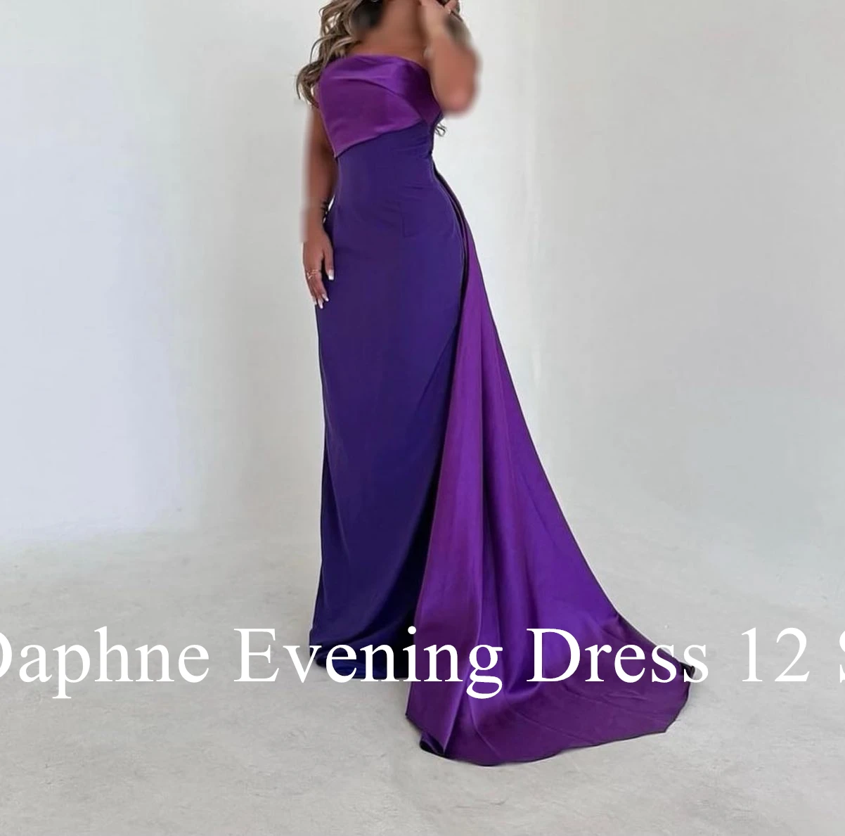 Customized Temperament Strapless Pleats Evening Dresses Graceful Satin Panel Train Purple Vestido De Festa Vestido De Noche