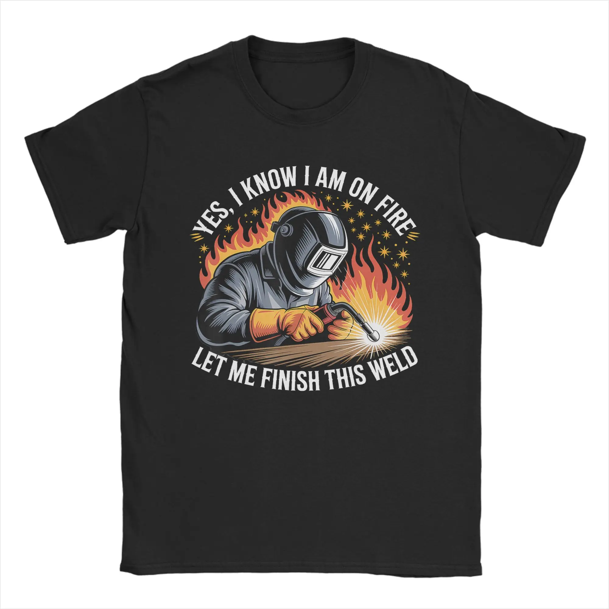 Welding is Like Sewing with Fire Men T Shirt  Humorous Tee Shirt Short Sleeve O Neck T-Shirts 100% Cotton Summer Clothes