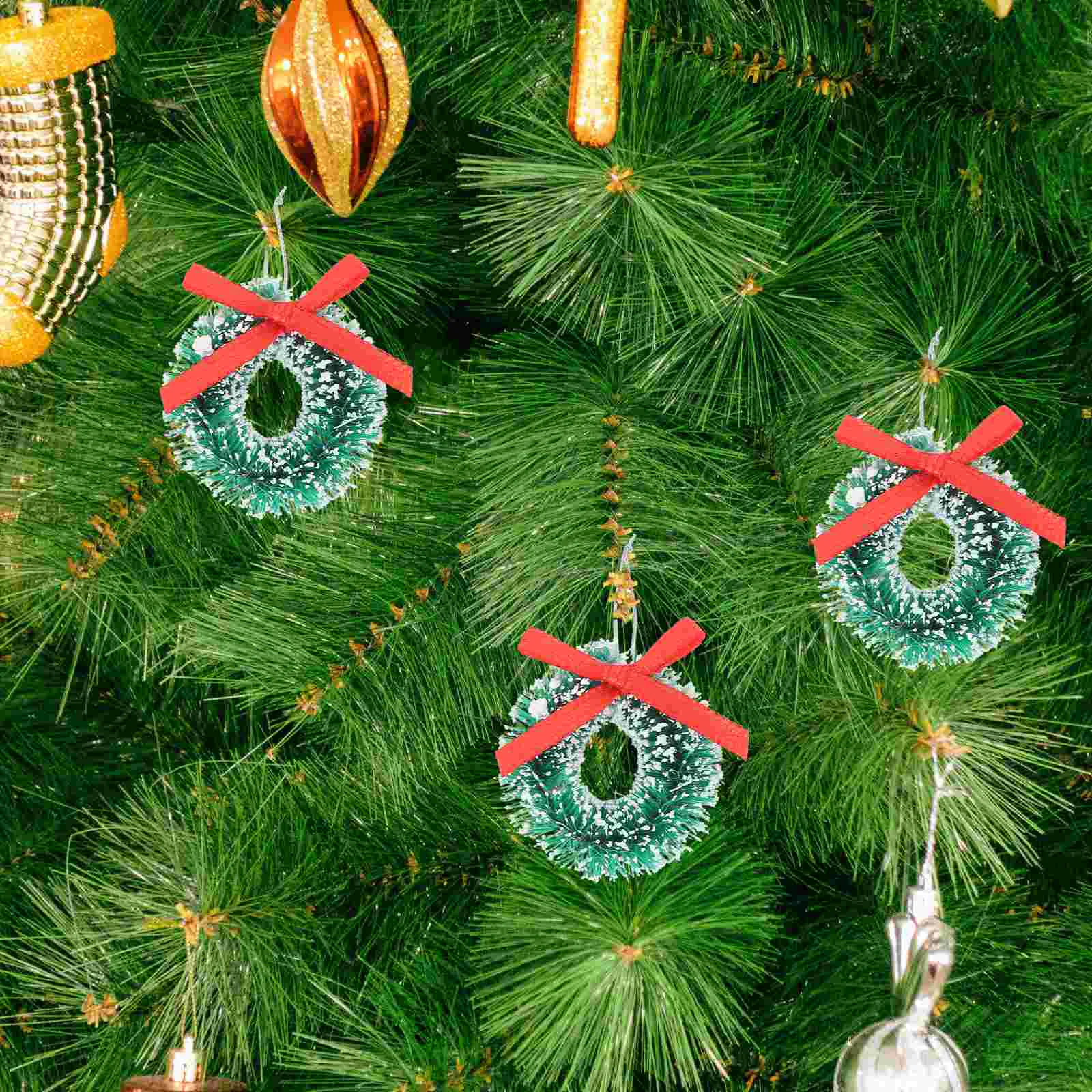 24 Pcs Christmas Wreath Mini Garland Decoration Outdoor Decorations Crafts Artificial Sisal Silk House Ornament