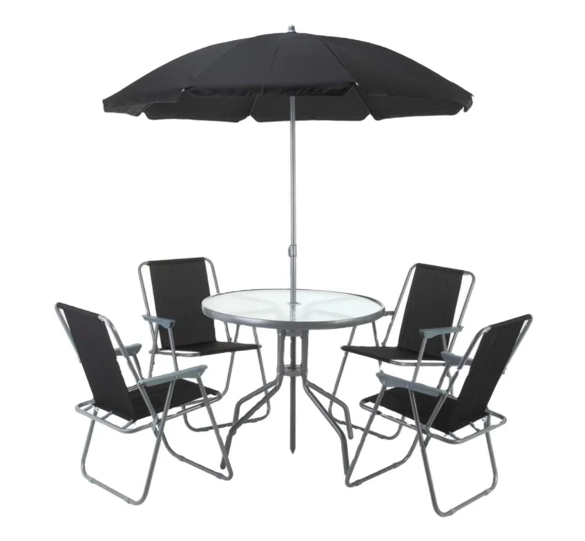 

New arrival New Arrivalsteel Iron Polyester Fabric Beach Camping 6pcs Folding Chair Table Umbrella Set Garden Patio Outdoor