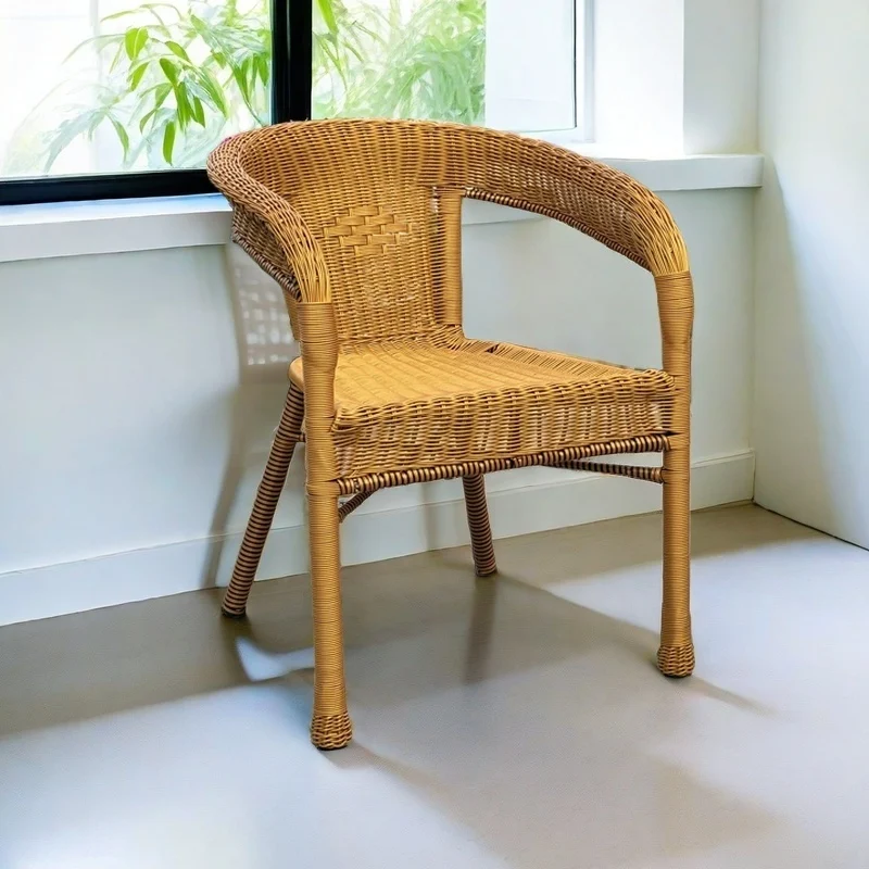 

Rattan chair household high back the elderly outdoor courtyard waterproof sunscreen single back chair High Quality
