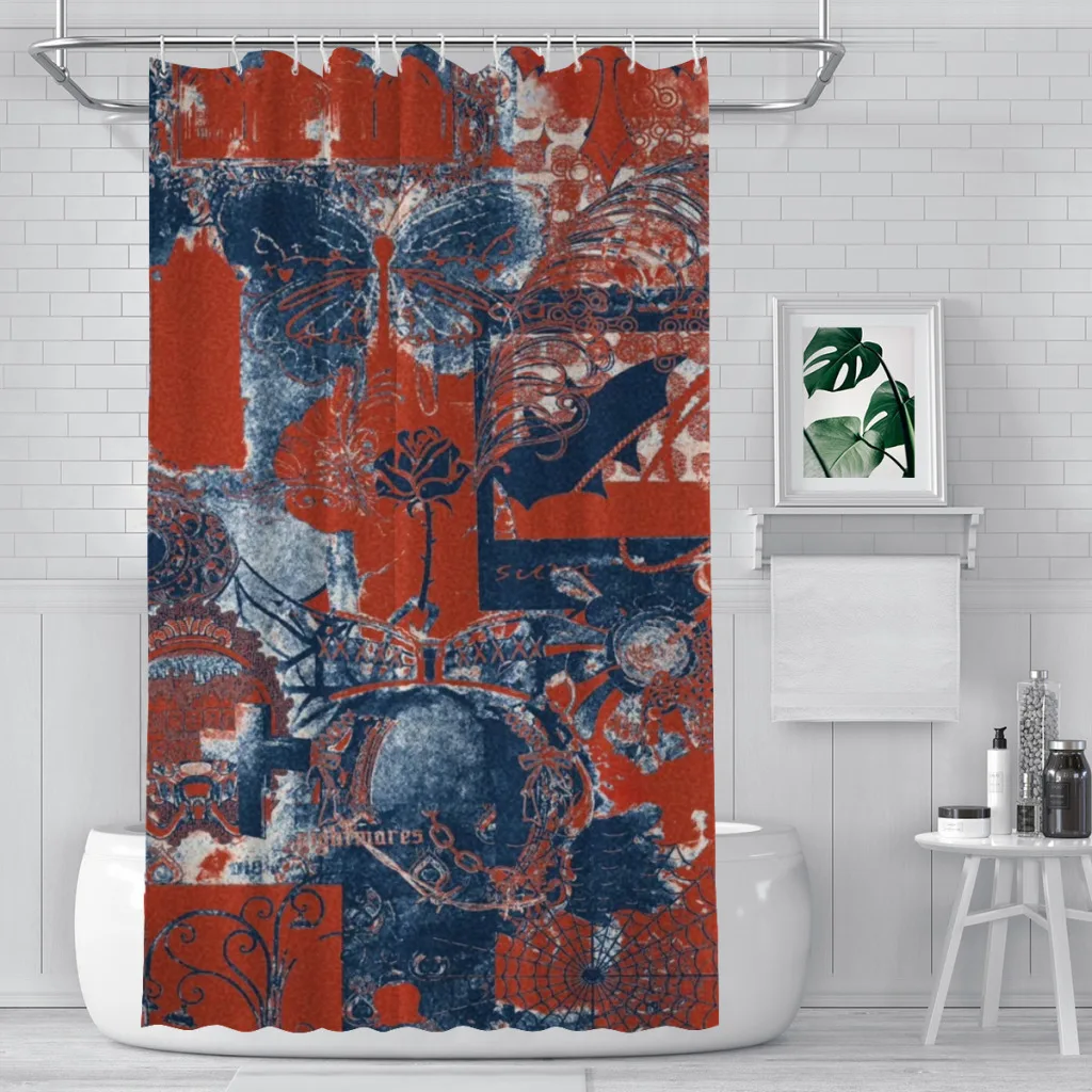 

Flame Rose Unique decor Modern Fabric Bathroom Shower Curtains art design Print Curtain