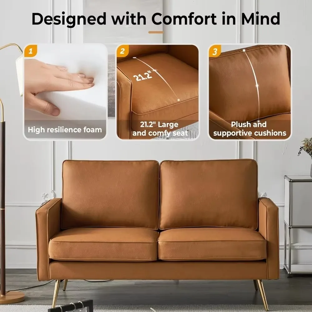 Silla de centro, sillón cómodo con patas de metal dorado y asiento profundo, apto para oficinas, apartamentos, espacios pequeños.