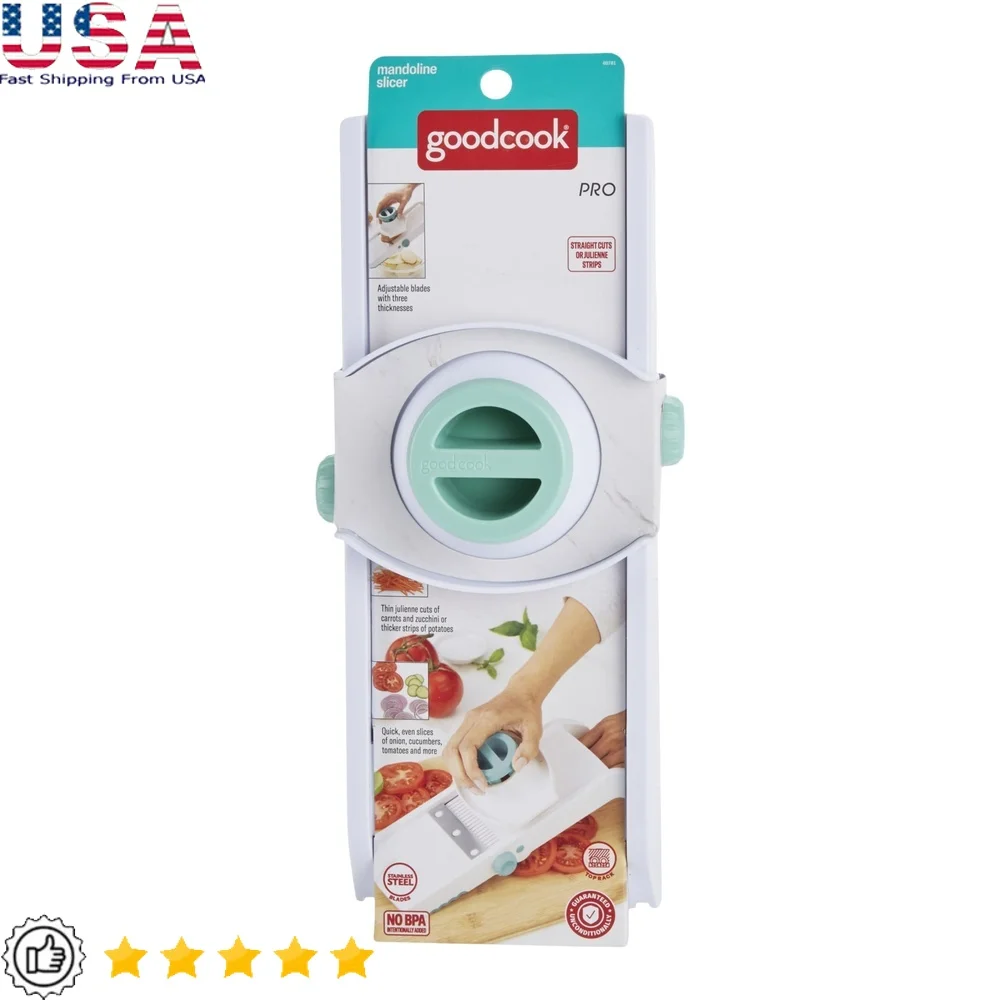 قطاعة ماندولين قابلة للتعديل مع دليل طعام للقدم غير قابل للانزلاق، آمنة ومستقيمة وقطع جوليان بثلاث خيارات للسمك #1