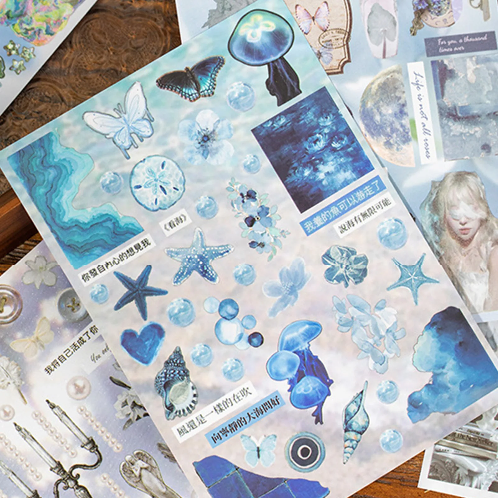 كتاب ملصقات كلاسيكي عتيق على الطراز الياباني ملصقات زخرفية مقطوعة بالقالب لتزيين مجلة القصاصات ملصقات عصرية