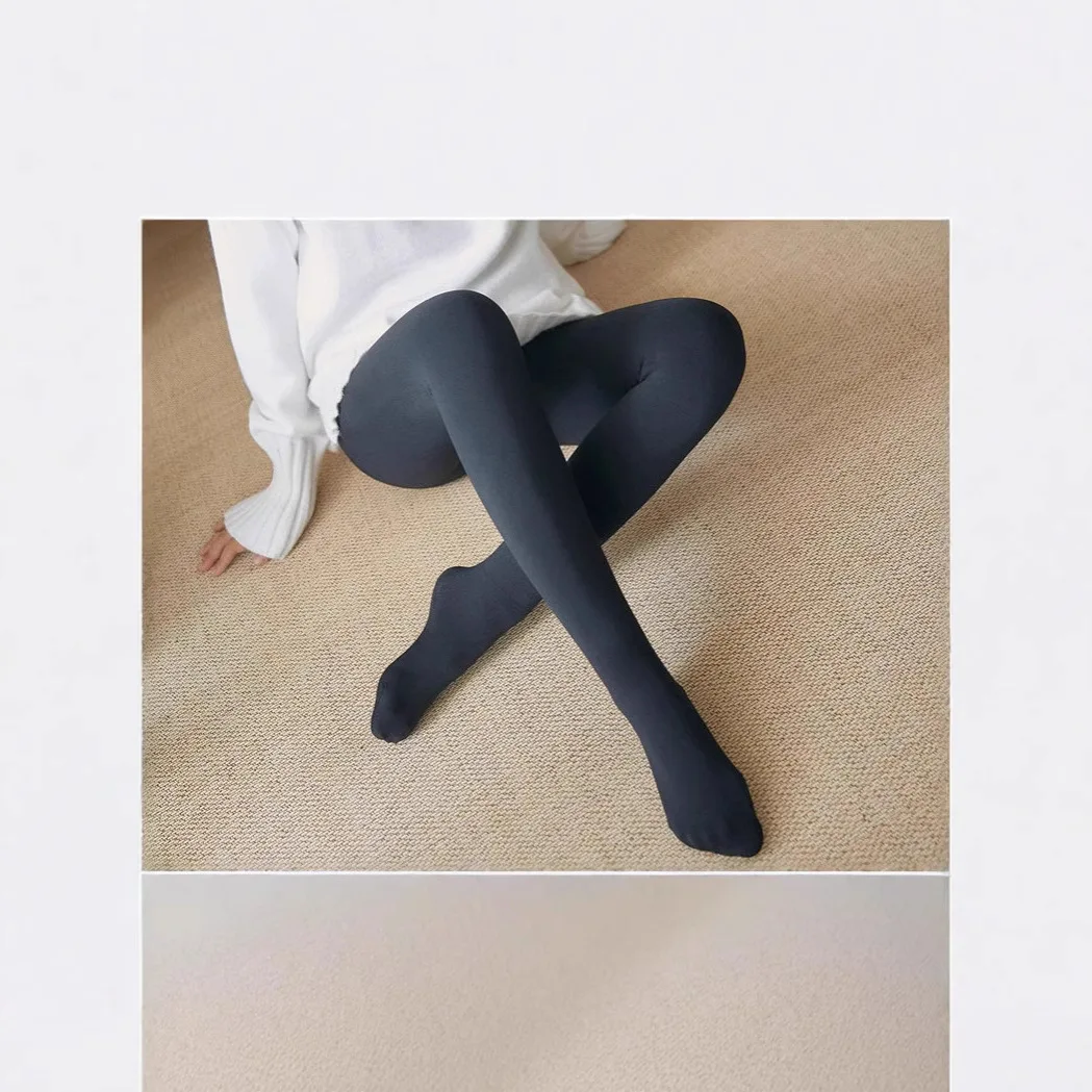 Women's Autumn Winter Thickened Fleece Lined One-Piece Pants Warm Trousers Outerwear Stockings  Color Base Layer Pants