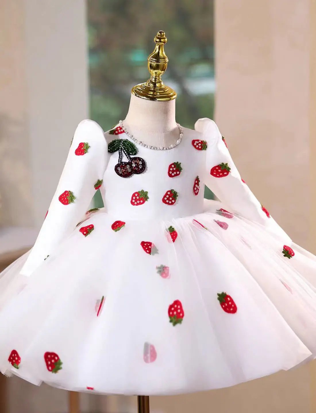 فستان Jill Wish J812 أنيق لفتاة الزهور البيضاء بطول الركبة وأكمام طويلة للأطفال الأميرة لحفلات الزفاف وحفلات أعياد الميلاد #4