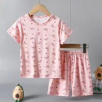2-Piece Children's Summer Cute cartoon Printed Short-Sleeved Shorts Set for Boys and Girls Casual and Comfortable T-Shirt Shorts 3